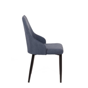 Zoom Set di 4 Sedie Chantal In Tessuto Blu Avio E Gambe Nero Opaco