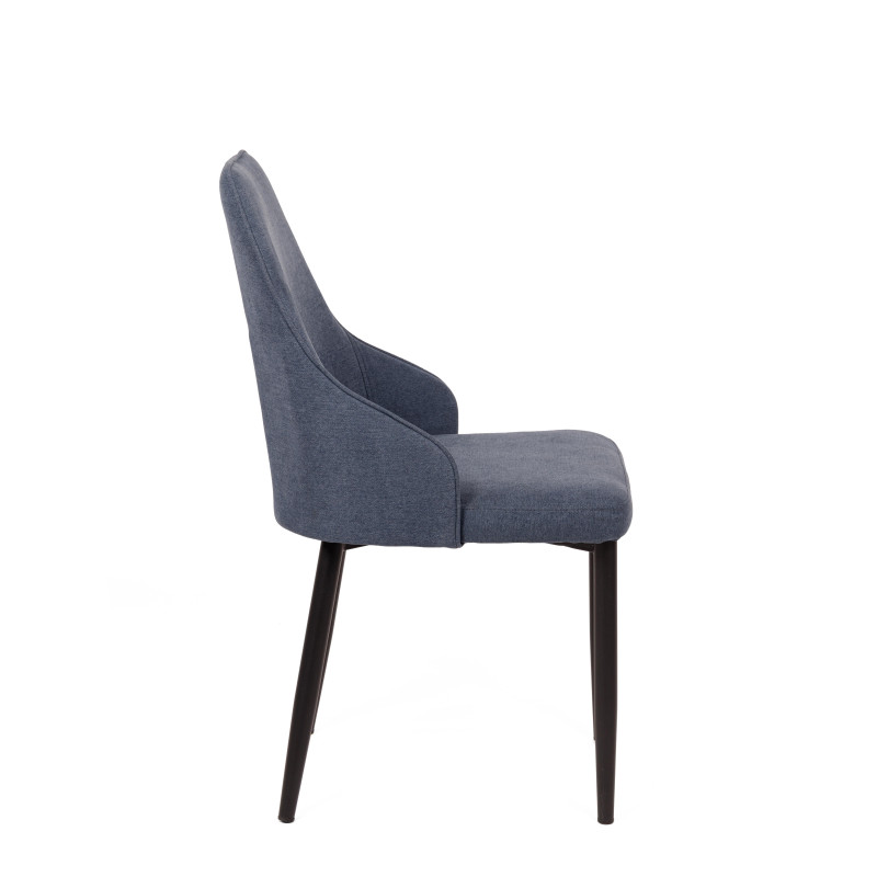 Set 4 sedie Chantal tessuto blu avio gambe nere opaco moderne