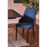 Set 4 sedie Chantal tessuto blu avio gambe nere opaco moderne