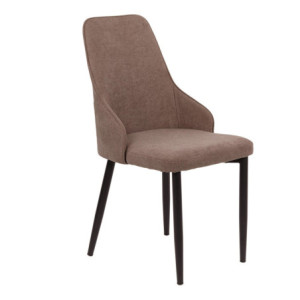 Set di 4 Sedie Chantal In Tessuto Tortora E Gambe Nero Opaco