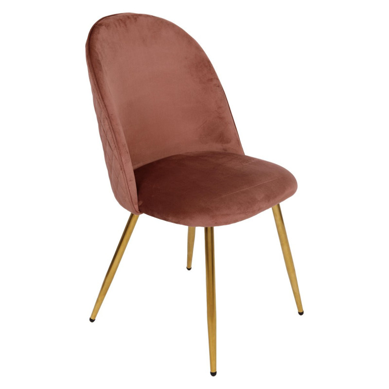 Set 4 sedie Claire velluto rosa scuro gambe oro eleganti moderne
