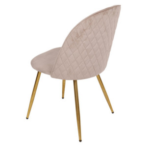 Zoom Set di 4 Sedie Claire In Velluto Beige E Gambe Oro