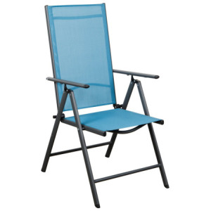 Set di 2 Sedie Pieghevoli New Light Blu 7 Posizioni Met/textilene Cm 67x57x107