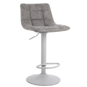 Set di 2 Sgabelli Clayton In Pu Grigio E Base Grigia