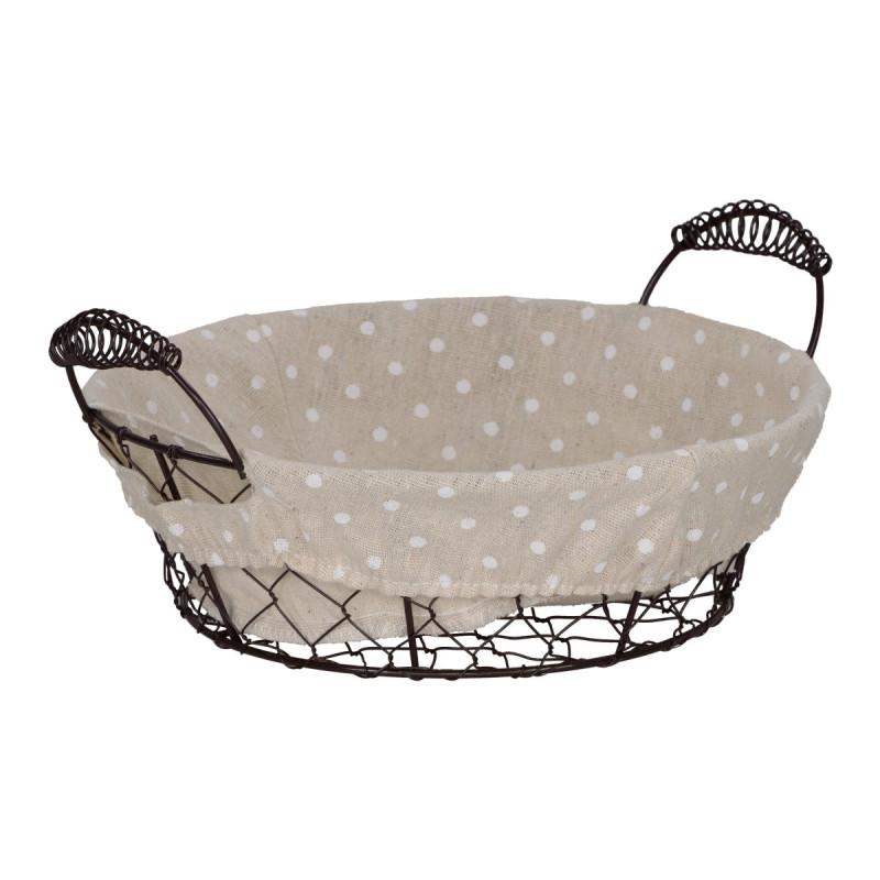 Set 6 cestini rotondi Pois filo di ferro 24cm pratici e decorativi