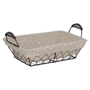 Set di 6 Cestini Rettang 26x19 Pois In Filo Di Ferro