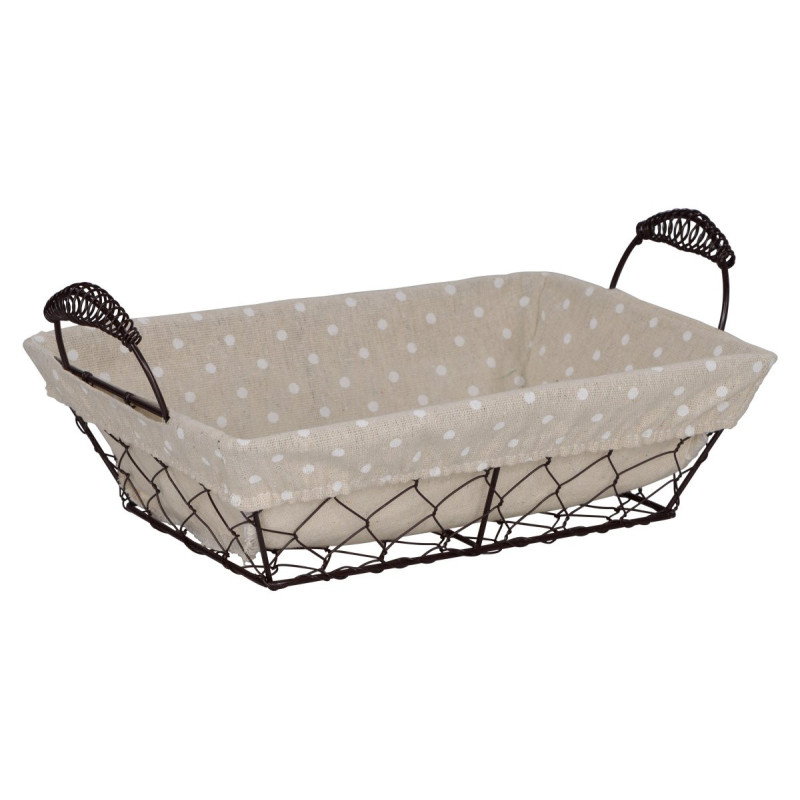Set 6 cestini rettangolari Pois filo di ferro 26x19cm pratici