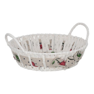 Set di 6 Cestini Rotondo Cm 24 Cherry In Filo Di Ferro Rivestito In Carta