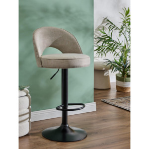 Zoom Set di 2 Sgabelli Blake In Tessuto Beige Base Nera Dimensione 47x49x89-109cm