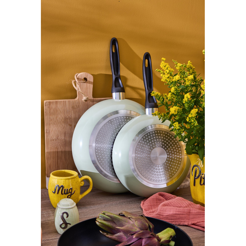 Set 12 padelle Rural Green alluminio 24-28cm fondo induzione