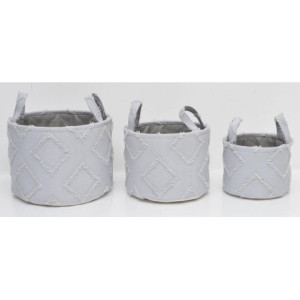Set 18 cesti portatutto tondi Rhombus grigio con manici salvaspazio