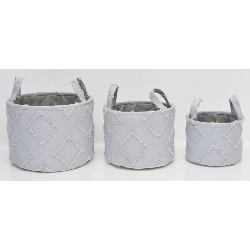 Set 18 cesti portatutto tondi Rhombus grigio con manici salvaspazio