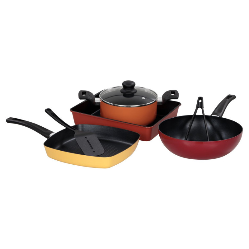Set 2 batterie 7pz Medua Colors alluminio induzione + rostiera