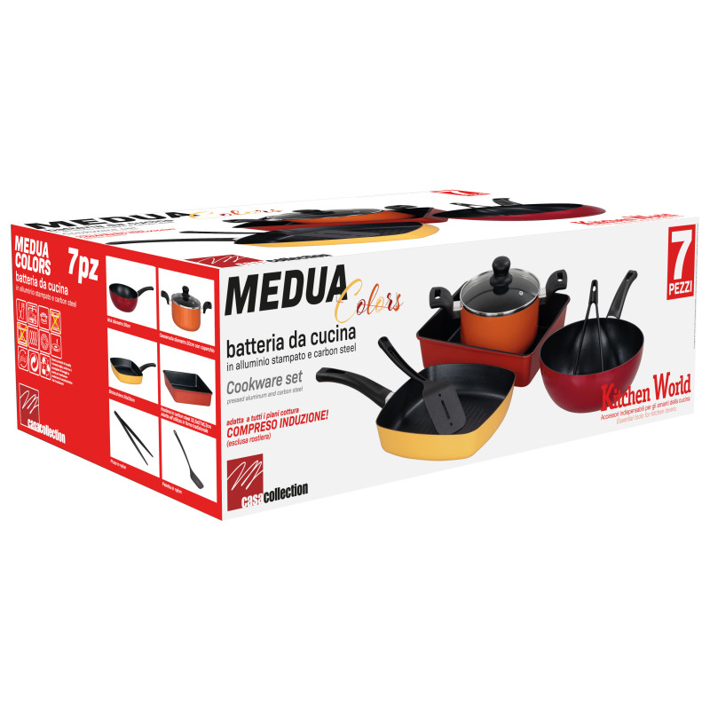 Set 2 batterie 7pz Medua Colors alluminio induzione + rostiera