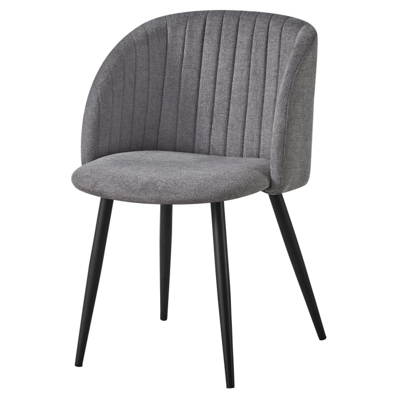 Set di 2 Poltrone Rhonda In Tessuto Grigio Gambe Nere Dimensione 59 5x54 5x81 5 Cm