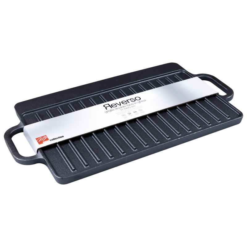 Set di 4 griglie rettangolari reverso ghisa 39,5x20cm cucina