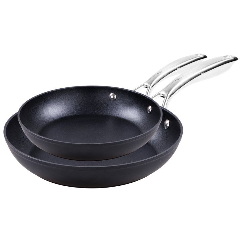 Set di 4 confezioni 2 Padelle 24/28 Black Steel Alluminio Forgiato Manico Acciaio