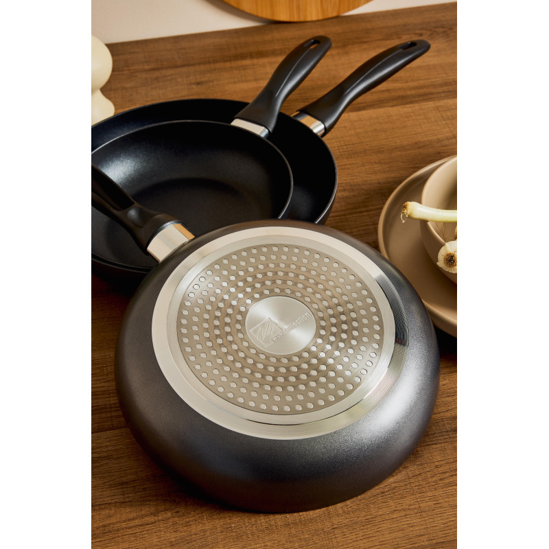 Set di 6 padelle alluminio cm24 grigio fondo induzione cucina