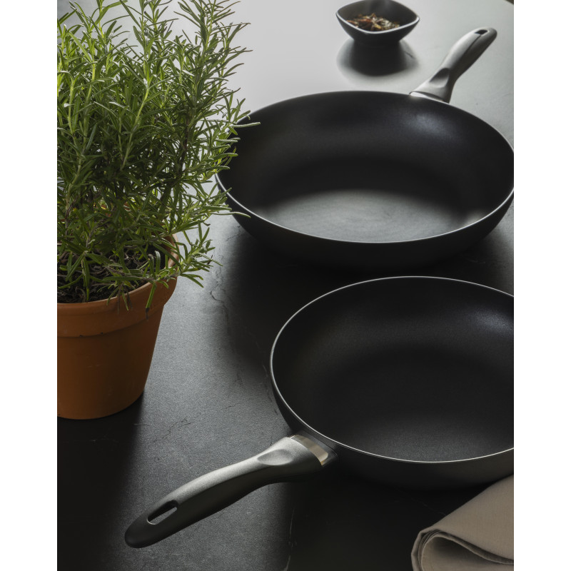 Set di 6 padelle alluminio cm28 grigio fondo induzione cucina