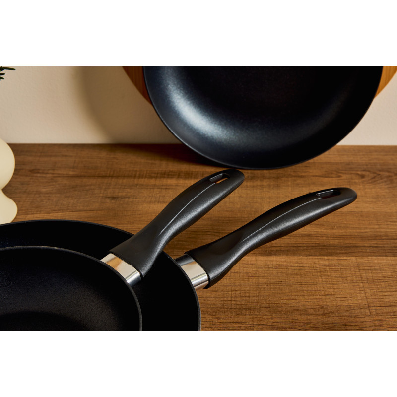 Set di 6 padelle alluminio cm28 grigio fondo induzione cucina