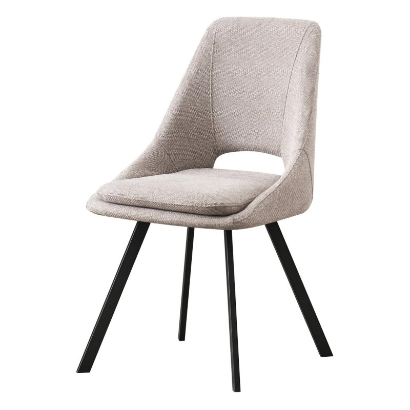 Set di 2 sedie Miranda tessuto beige gambe nere 56x48x85,5cm