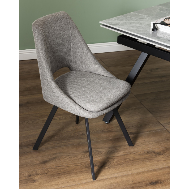Set di 2 sedie Miranda tessuto beige gambe nere 56x48x85,5cm