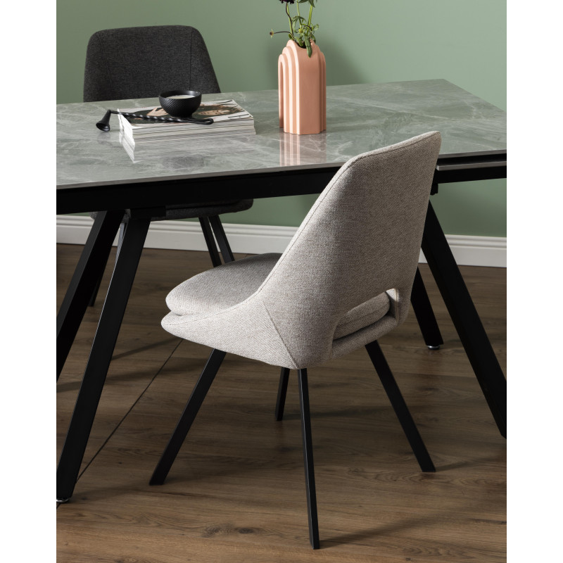 Set di 2 sedie Miranda tessuto beige gambe nere 56x48x85,5cm