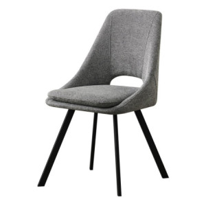 Set di 2 Sedie In Tessuto Grigio Miranda Gambe In Metallo Nere Dimensione 56x48x85,50cm