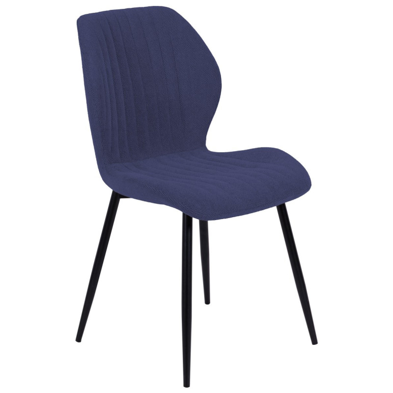 Set di 4 sedie Jole tessuto blu scuro gambe nere moderne
