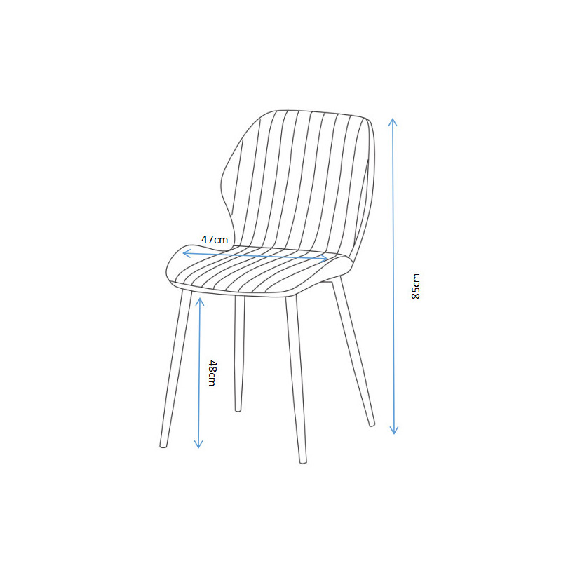 Set di 4 sedie Jole tessuto blu scuro gambe nere moderne