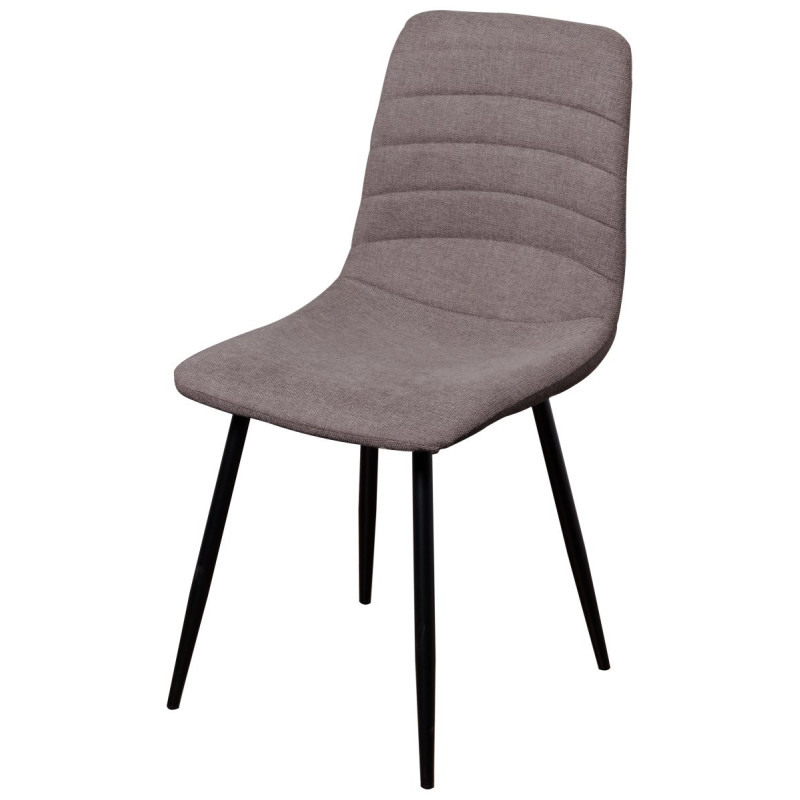 Set di 4 sedie Livia tessuto tortora chiaro gambe nere moderne