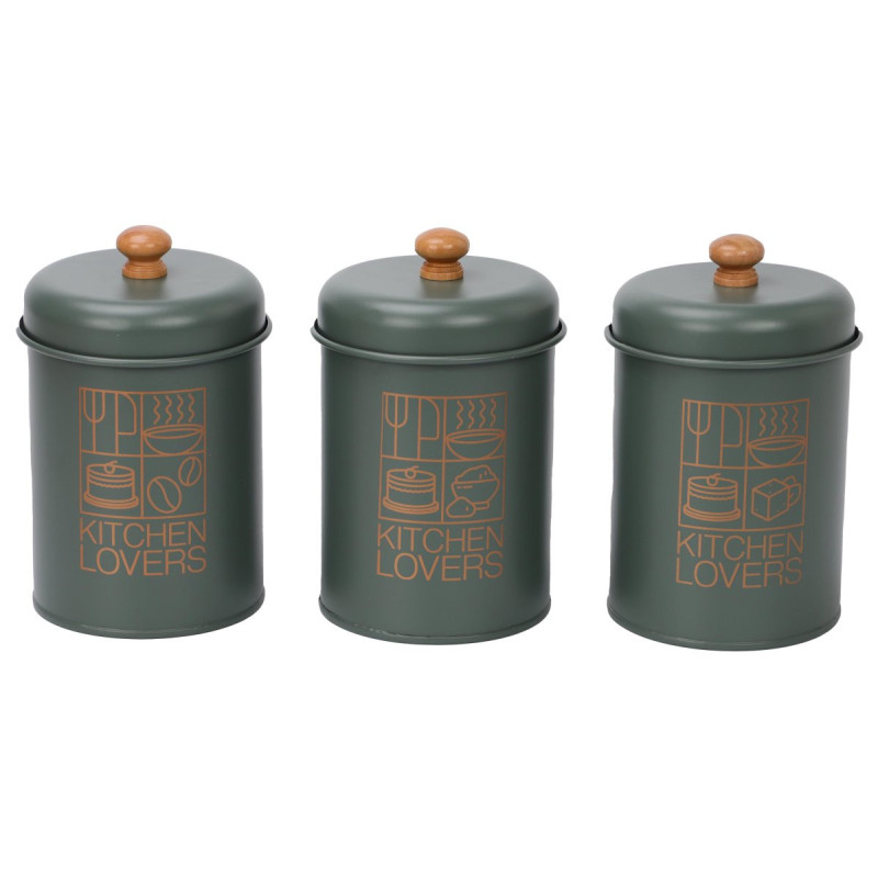Set di 6 barattoli Green Metal latta decorata oro 1000ml cucina