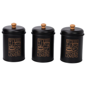 Set di 6 Barattoli Black Metal Decorazione Assortiti C c 1000 In Latta Colorata E Decorazione Oro