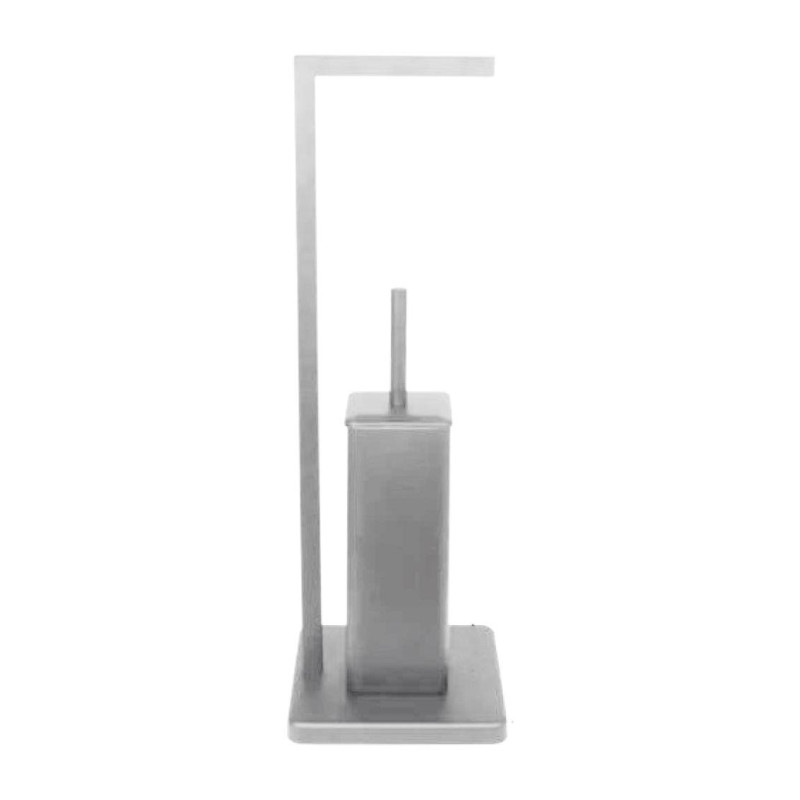 Set di 4 piantana portarotolo Musa acciaio con scopino WC bagno
