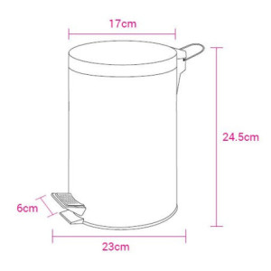 Zoom Set di 6 Porta Rifiuti A Pedale 3lit Acciaio Con Chiusura Soft