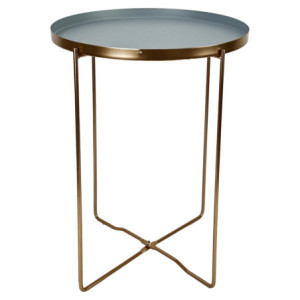 Set di 6 Tavolini Frosty Gambe Oro + Vassoio Grigio ø36xh47 5 Cm