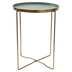 Set di 6 Tavolini Frosty Gambe Oro + Vassoio Verde Scuro ø36xh47 5 Cm