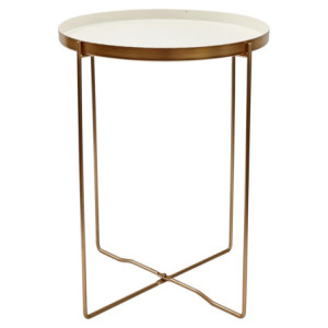 Set di 6 Tavolini Frosty Gambe Oro + Vassoio Bianco ø36xh47 5 Cm