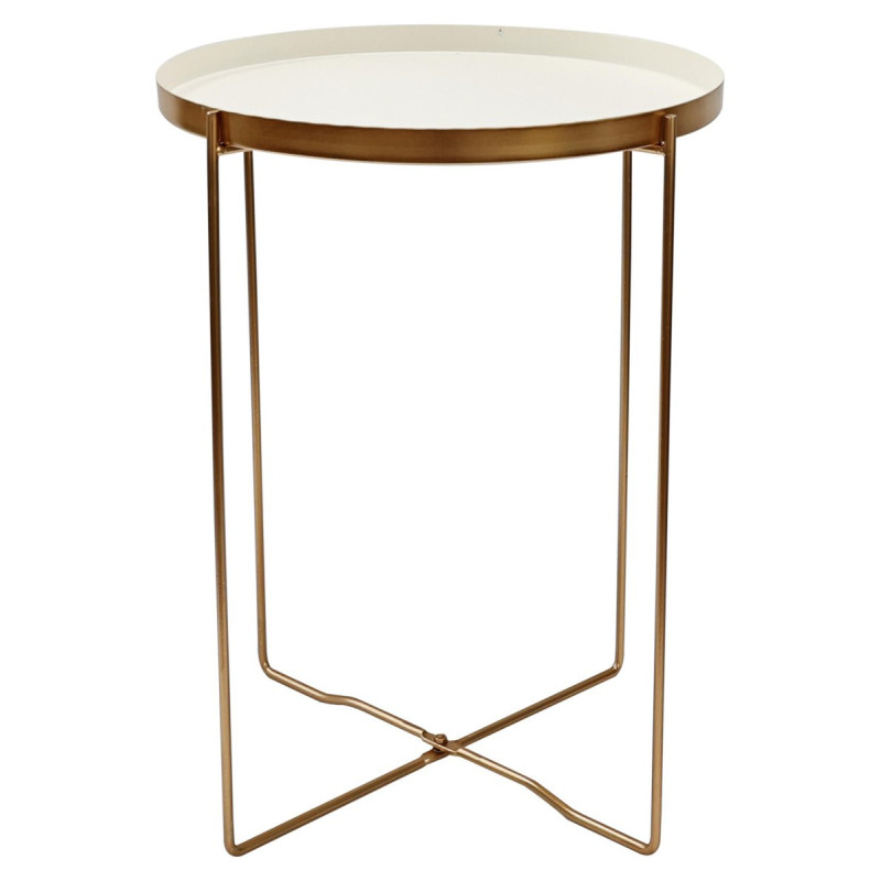 Set di 6 Tavolini Frosty Gambe Oro + Vassoio Bianco ø36xh47 5 Cm
