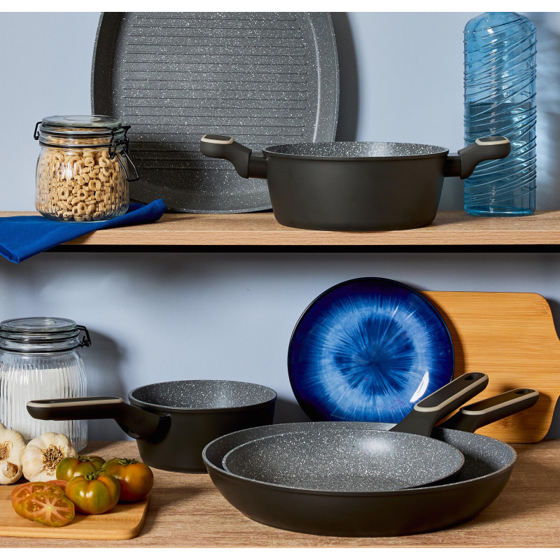 Set di 6 casseruole alluminio forgiato Grit Stone 24cm induzione