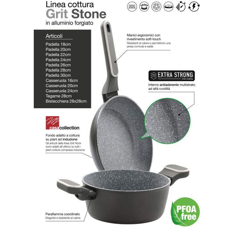Set di 6 bistecchiere alluminio forgiato 28cm Grit Stone induzione