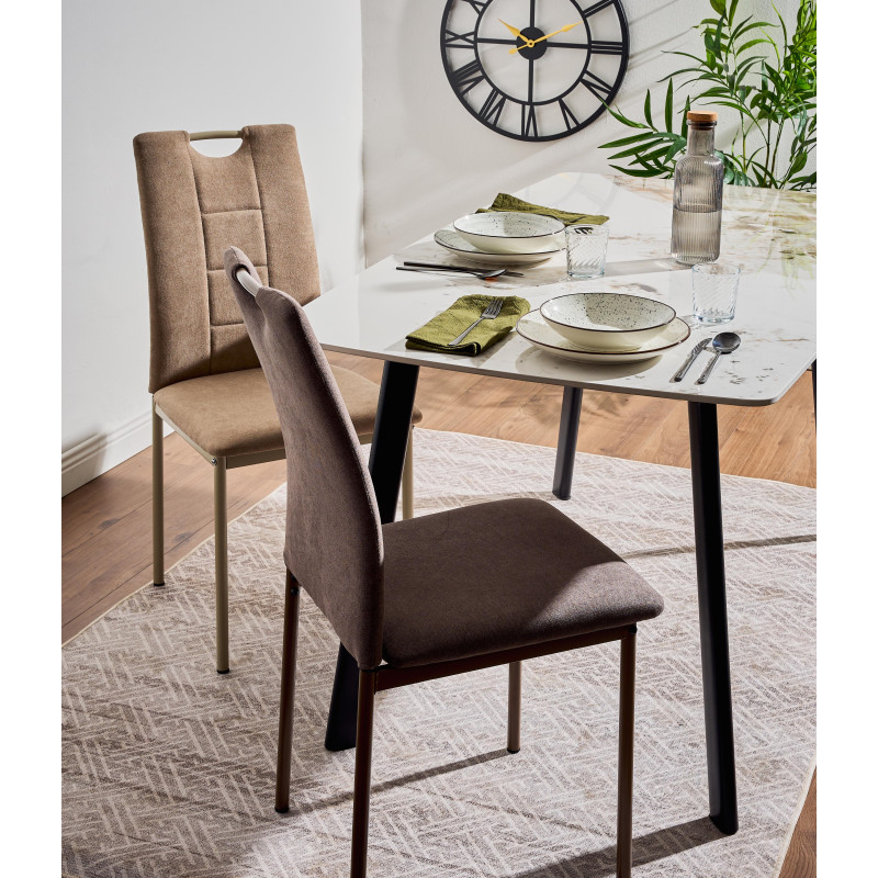 Set di 4 sedie Ellen tessuto tortora moderne casa living cucina