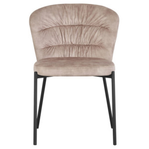 Zoom Set di 4 Sedie Jackie In Tessuto Beige Gambe Nere In Metallo