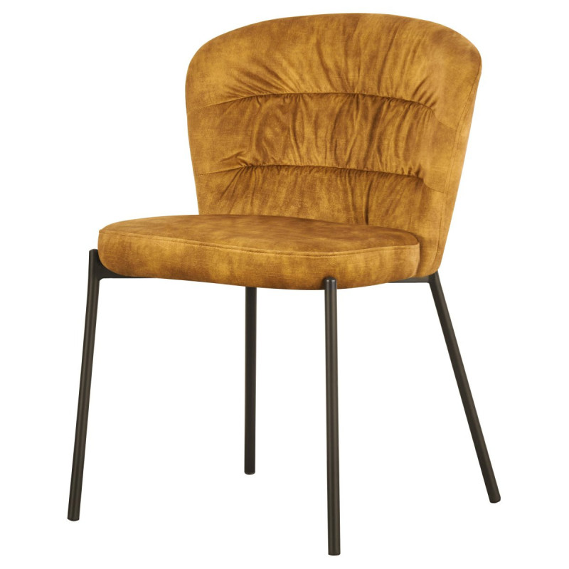 Set di 4 sedie Jackie tessuto ocra gambe nere moderne casa