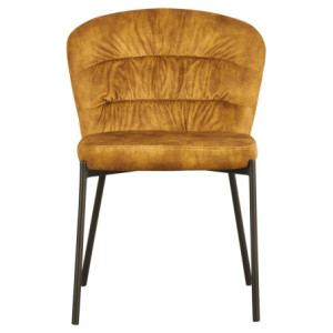 Zoom Set di 4 Sedie Jackie In Tessuto Ocra Gambe Nere In Metallo