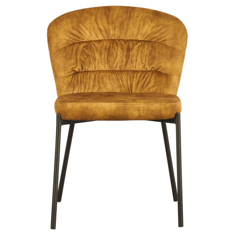 Set di 4 sedie Jackie tessuto ocra gambe nere moderne casa