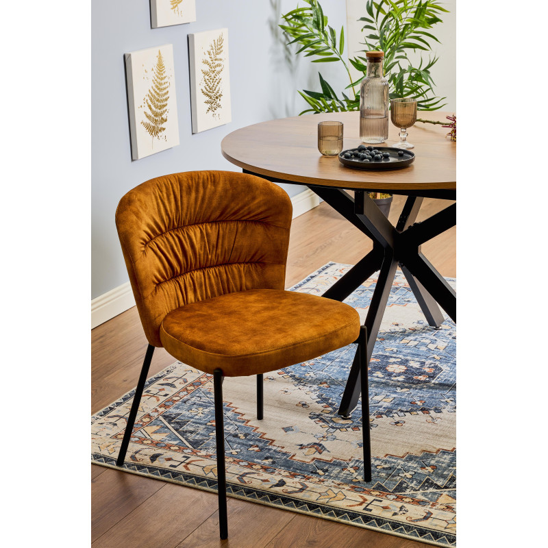 Set di 4 sedie Jackie tessuto ocra gambe nere moderne casa