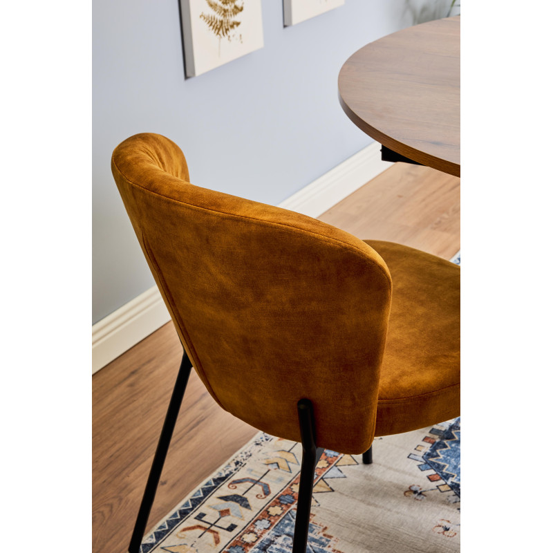 Set di 4 sedie Jackie tessuto ocra gambe nere moderne casa