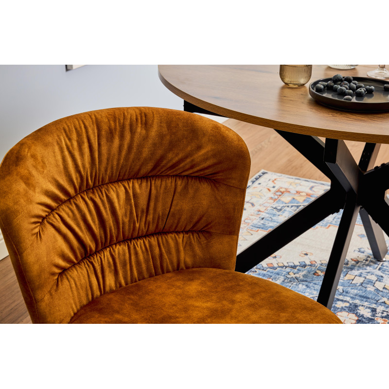 Set di 4 sedie Jackie tessuto ocra gambe nere moderne casa