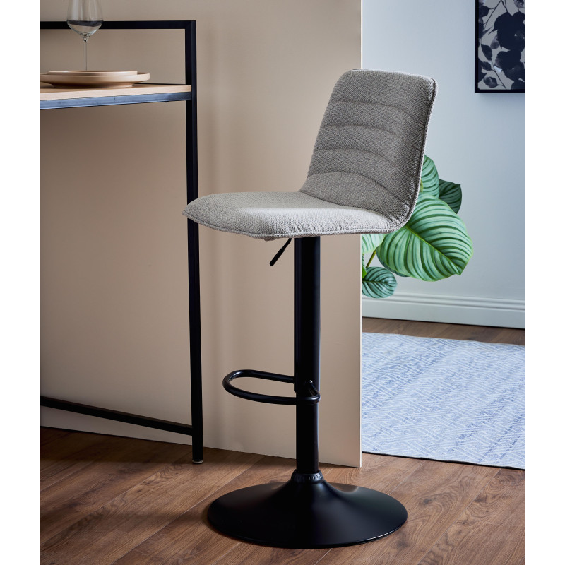 Set di 2 Sgabelli Charlie In Tessuto Tortora Chiaro E Base Nera